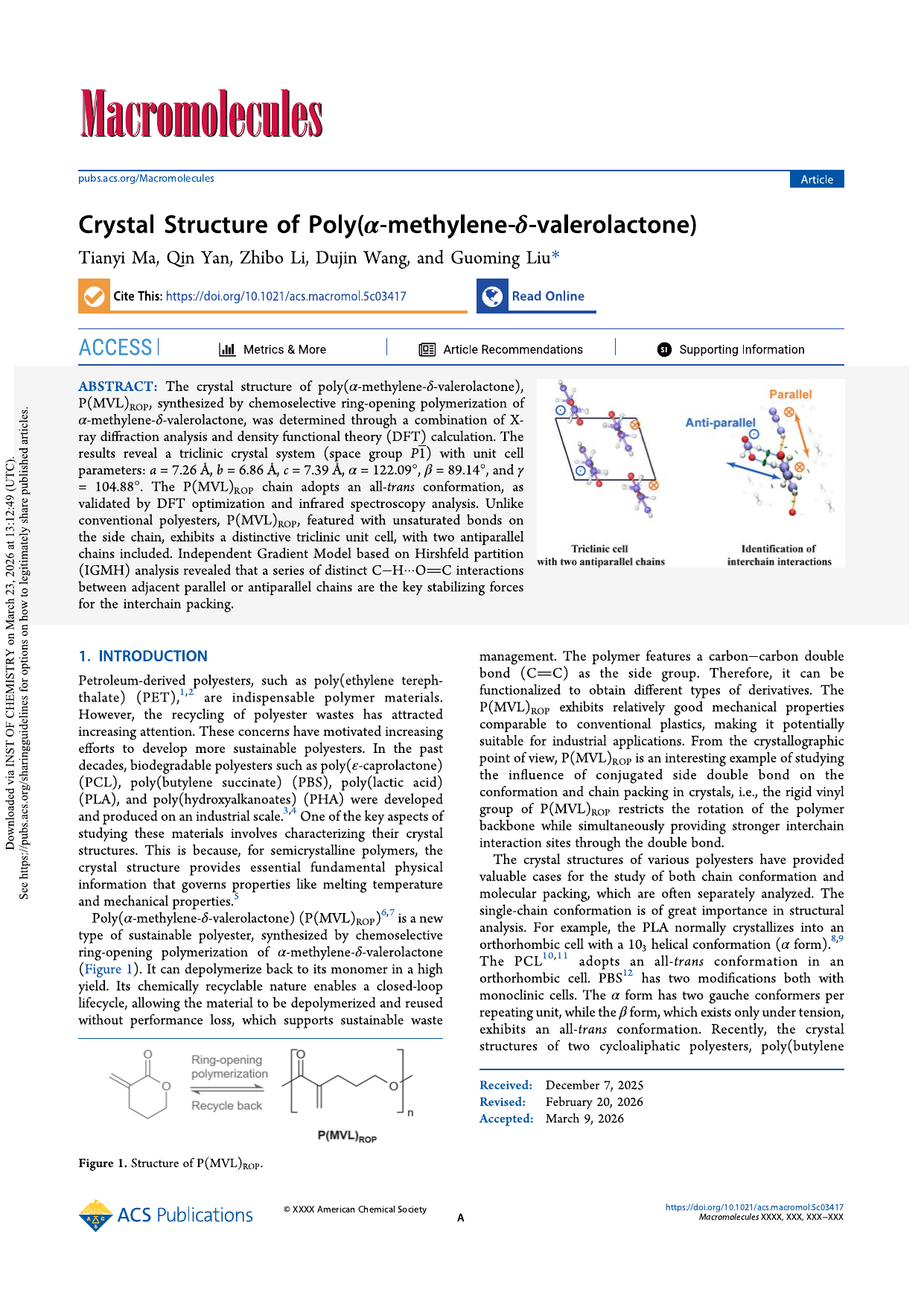 Crystal Structure of Poly(α-methylene-δ-valerolactone)